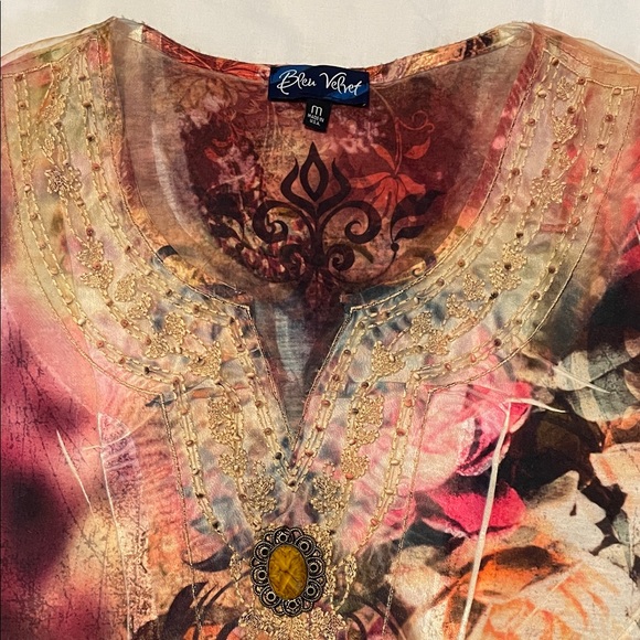 Bleu Velvet Women's Multicolor Floral Blouse - Picture 5 of 10